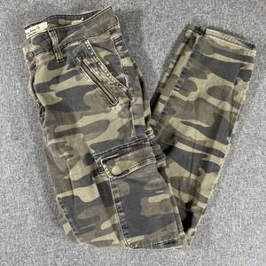 Mavi Jeans Juliette Pants Womens 27 Gray Camo Mid Rise Skinny Cargo‎ Stretch